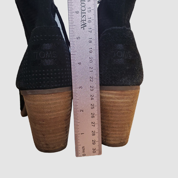 Toms Perforated Suede Open Toe Bootie - Picture 2 of 9
